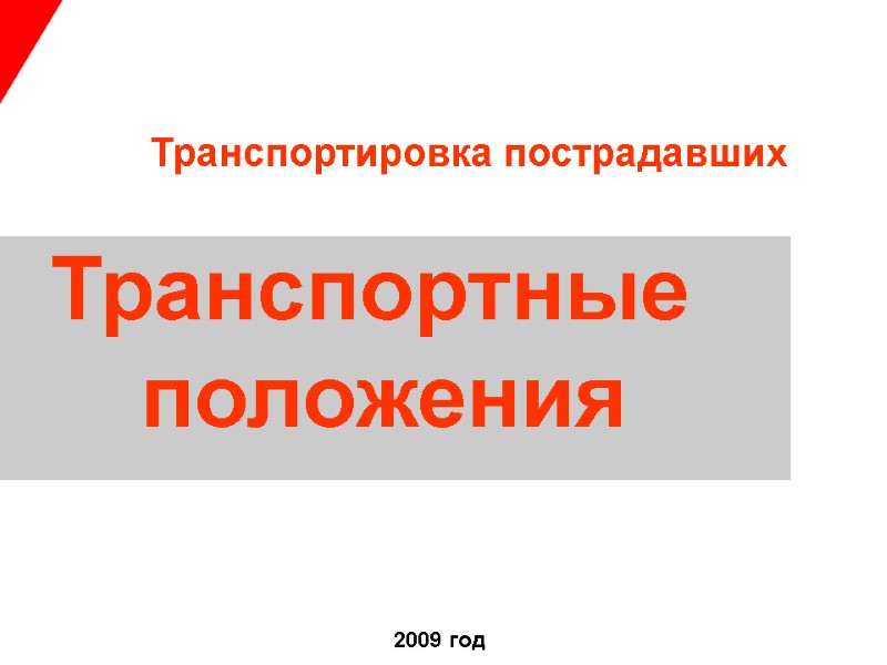 Транспортировка пострадавших 2009 год